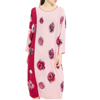 Vestido Floral Modesto Personalizado OEM y ODM, Vestido de Punto Jacquard de Manga Larga, Suéteres con Cuello en V, Ropa de Mujer, Suéter de Punto, Cárdigan