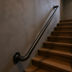 Main courante industrielle en acier au carbone, 2 pieds, noire, à fixation murale, pour escalier intérieur, supporte 440 lb, pour coin - Product Image 2