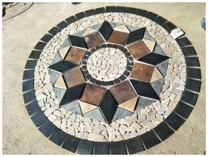 Mosaico in Ardesia Colorata Durevole all'Ingrosso, Medaglione Rotondo con Design Personalizzato, Pietra <span class=keywords><strong>per</strong></span> Pavimentazione Esterna e <span class=keywords><strong>Giardino</strong></span> - Product Image 5