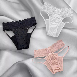 سروال داخلي نسائي شفاف ومثير من الدانتيل بسعر الجملة مع فيونكة على شكل بيكيني بتصميم عصري وأنيق الأكثر مبيعاً - Product Image 5