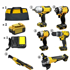 Kit d'outils 20V, 6 pièces, clé à chocs sans balais, meuleuse, outils électriques avec 2 batteries lithium-ion 5Ah, chargeur, kit d'outils électriques - Product Image 2