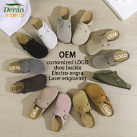DERAN Designer Chaussures Mules et Sabots Unisexe en Daim Véritable de Haute Qualité, Sabots en Liège pour Femme, Pantoufles et Claquettes de Luxe en Cuir