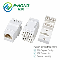 E-HONG Modul Jaringan RJ45 UTP Keystone Jack Putih 180 Derajat CAT6/CAT6A Pin Berlapis Emas