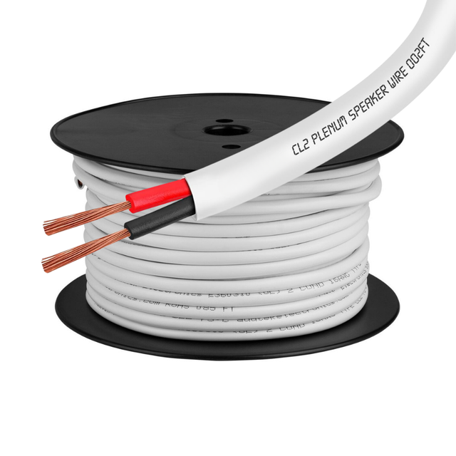 16 18 AWG 2 Conductor Stranded Plenum Speaker Cable Wire White CL2 Jacket for Sound Audio Speaker