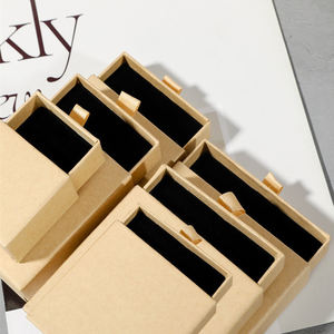 Cassetto di lusso regalo di carta cartone logo personalizzato stampato braccialetto di velluto orecchino collana anello imballaggio portagioie - Product Image 2