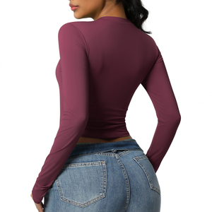 Camiseta atlética transpirable de compresión de manga larga de secado rápido para mujer para correr, gimnasio, Fitness, entrenamiento - Product Image 2