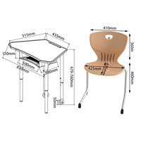 Meubles de salle de classe modulaires modernes avec roulettes, table d'étudiant réglable en hauteur, ensembles de bureaux et de chaises