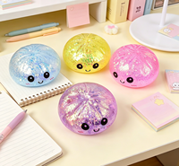 Pain vapeur Baozi Squishy Ling à visage souriant coloré, en sucre de malt, extensible, à rebond lent, avec paillettes, jouet alimentaire, boîte mystère