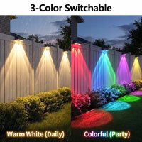 Lampe solaire murale LED double à 3 couleurs commutables, étanche IP65, en aluminium, pour clôture de jardin, sans câblage, sans perçage, pour aménagement paysager