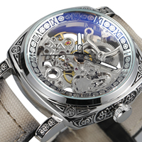 Montre-bracelet squelette automatique mécanique de luxe pour homme, marque célèbre Forsining, livraison rapide, cadran carré phase de lune