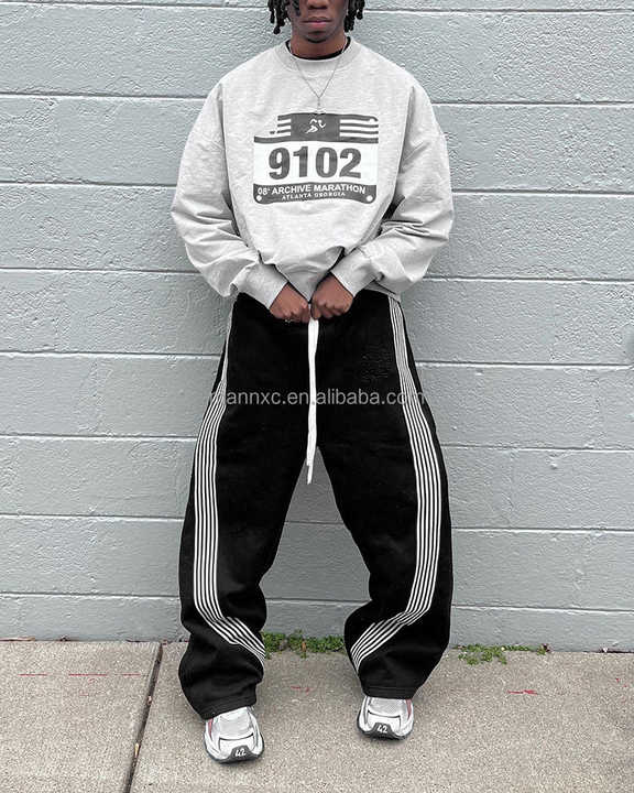 Men Sweatpants Streetwear Side Striped Trend Wide-leg Casual main image 0
