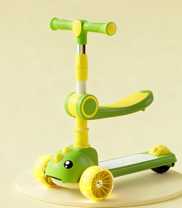 Trottinette enfant 3-en-1 avec siège amovible, design <span class=keywords><strong>petit</strong></span> <span class=keywords><strong>dinosaure</strong></span>, pliable, 3 roues, en plastique, pour usage extérieur - Product Image 1