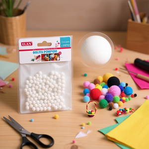 Palline Pompom ILAN 0,8 cm Bianche 100 Pezzi Decorazioni Artigianali - Product Image 2