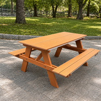 Table de pique-nique rectangulaire d'extérieur en plastique HDPE imitation bois, design moderne, robuste et durable, non pliable, mobilier d'extérieur