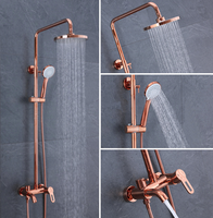 Ensemble de robinet de douche thermostatique de luxe en or rose de haute qualité avec mitigeur de douche à main pour salle de bain