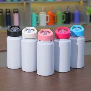 New 14oz Kid Sippy Lid Straw Sublimation Blank Stainless Steel Water <b>Bottle</b> Vacuum <b>Flask</b> with Colorful Handle Lid - Product Image 1