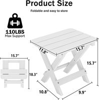Table pliante portable blanche résistante aux intempéries, design à lattes en bois HIPS, compacte pour balcon, camping, pique-nique, terrasse