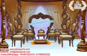 Chaises Mandap en bois sculpté pour mariage, chaises de luxe, conception Exclusive, pour fêtes de mariage - Product Image 3