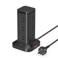 Multiprise tour de 12 prises avec protection contre les surtensions et station de charge électrique, compatible AU