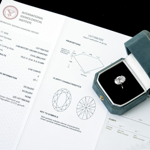 Anillo de Compromiso Clásico para Mujer, Joyería Fina, Oro Amarillo de 9K, Diamante Cultivado en Laboratorio de Corte Ovalado de 6CT, Certificado IGI E VS1 - Product Image 3