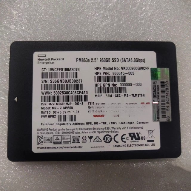 960G SATA SSD 866615-003 VK000960GWCFF PM863a