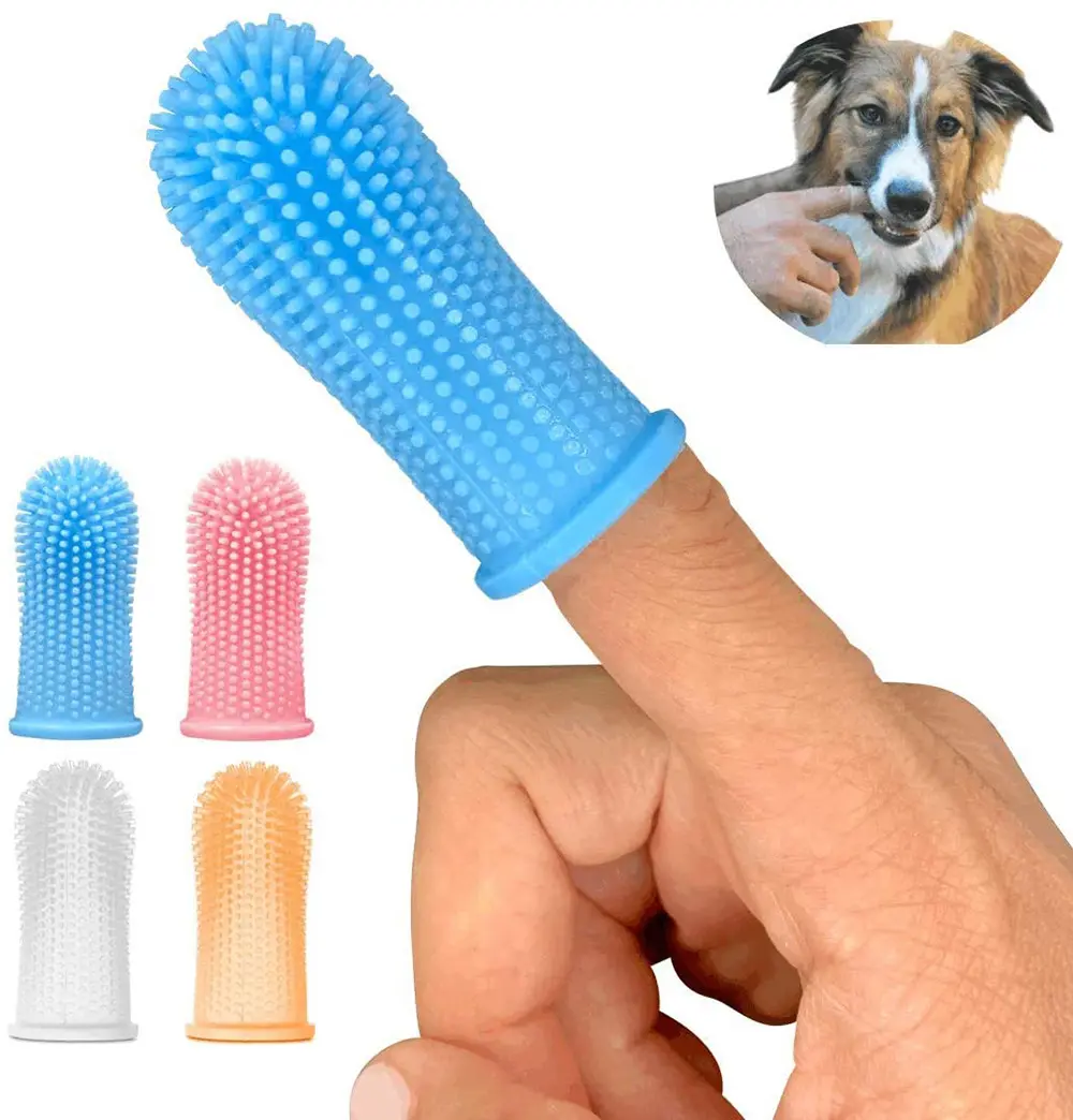 Atacado Dentes Limpeza Food Grade Soft Silicone Remover Dentes Mancha Escova De Dentes Para Animais De Estimação