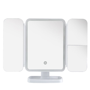 Led Thời Trang Mỹ phẩm Vòng Túi máy tính để bàn gương 3-fold 2x3x Magnifying với đèn LED pin sạc hai mặt - Product Image 2