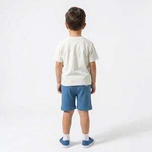 Ensemble T-shirt et short imprimé pour garçons, 95 % coton, tenue décontractée d'été en deux pièces, vente en gros, personnalisable OEM ODM en vrac - Product Image 3