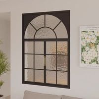 Ventanas interiores de estilo francés personalizadas, vidrio largo Hong envejecido con arco redondeado para cocina, dormitorio, nivel de piso, estilo abierto fijo