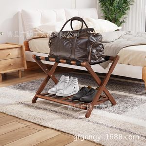 Wooden Luggage Rack Foldable 3 Tier <b>Suitcase</b> Holder For Bedroom Guesthouse Hotel <b>Storage</b> - Product Image 2