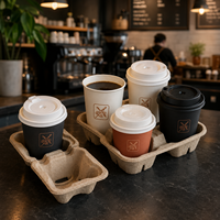 Gobelets à café en papier à double paroi recyclables avec couvercles et manchons pour l'emballage personnalisé de boissons chaudes à emporter