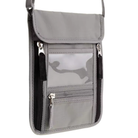 Pochette de voyage OEM pour le cou, portefeuille bandoulière pour passeport, sac organisateur de documents antivol en nylon avec fenêtre transparente pour documents de voyage