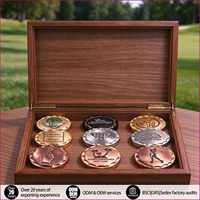 Marqueur de balle de golf OEM en gros 38 mm, taille pièce, écologique, logo gravé, bord martelé en bois, cadeau de golf de luxe