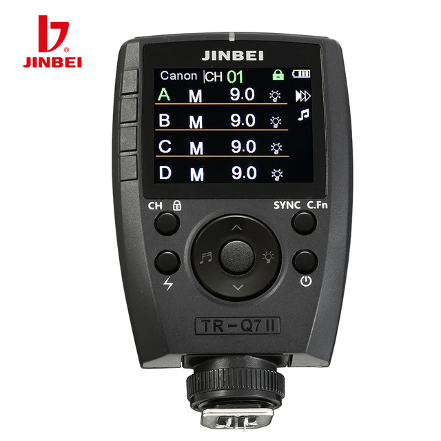 JINBEI TR-Q7II TTL Flash Trigger with Colour Screen Transmitter 2.4G Wireless System for Studio Flashes Multi Camera