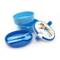 Boîte à lunch bento portable en plastique empilable à double niveau, compatible micro-ondes, capacité 0-1L