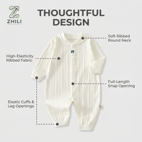 Pyjama de maison pour nouveau-né en pur coton, style printemps-automne, quatre saisons, à manches longues, sans coutures, à boutonnage simple, pour les loisirs