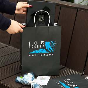 Sac en papier kraft avec logo personnalisé, sac cadeau, sac de shopping avec poignée plate - Product Image 3