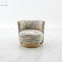 Fauteuil de salon ergonomique rotatif de luxe, fauteuil de détente classique rembourré avec base en bois