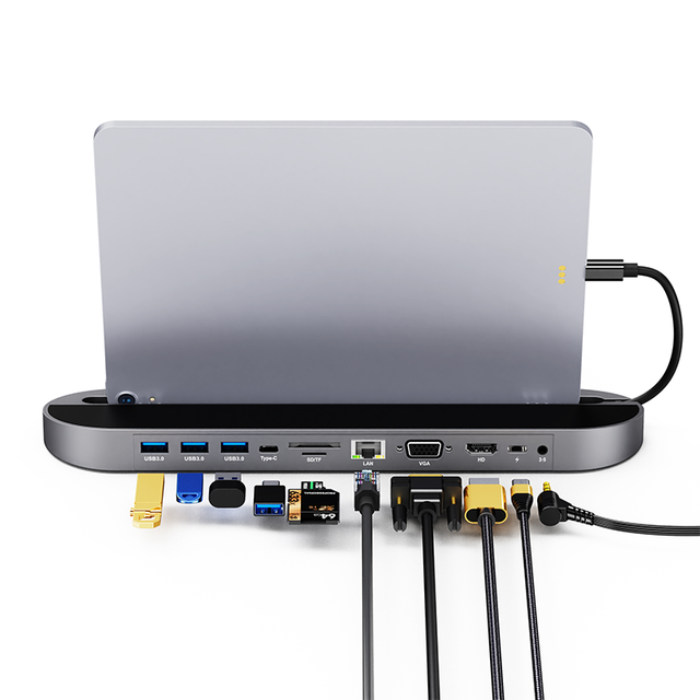 USB C Docking Station 11 in 1 USB C Hub USB 3.0 PD 87W RJ45 Gigabit Ethernet 4K HDTV VGA Card Reader Type C Hub