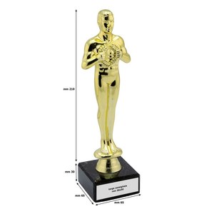 Trofeo Estatuilla ALLORO de 244 mm de altura, UV, ABS, Acrílico, Madera, Vidrio, Cristal, Latón, Plástico, Metal, Hierro chapado en oro, Placa de premio, Varios - Product Image 2