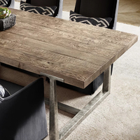RH Couture-Table de salle à manger en T, base en laiton massif coulé à la cire perdue avec finition patinée, dessus en chêne brossé à la main pour intérieurs de luxe