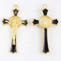 Croix religieuse de saint Benoît en bois noir ou blanc de 2 pouces