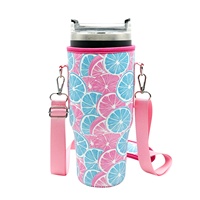 Sac de transport en néoprène pour bouteille d'eau et gobelet, avec sangle de transport, compatible Stanley