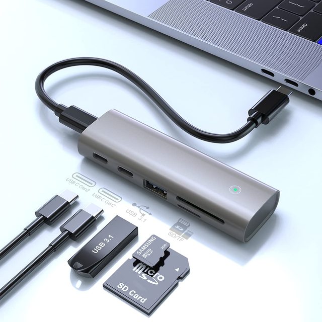 4 in 1 USB C Hub 10Gbps 4 Ports USB3.1 Gen2 SD/TF3.0 Card Reader Adapter USB3.0 Notebook Multifunctional Converter Hub