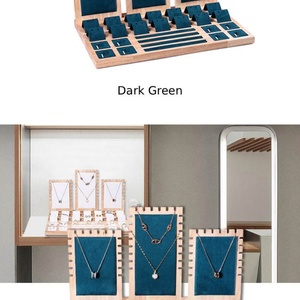 Bamboo Jewelry Display Stand for <b>Earrings</b> Stud <b>Earrings</b> Necklace Ring with Velvet Integral Jewelry Display Stand - Product Image 6