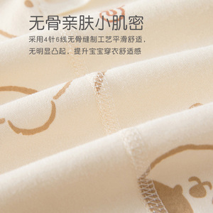 Combinaison pour bébé en coton pur sans couture unisexe printemps automne, imprimé ours mignon, vêtements pour nourrissons - Product Image 3