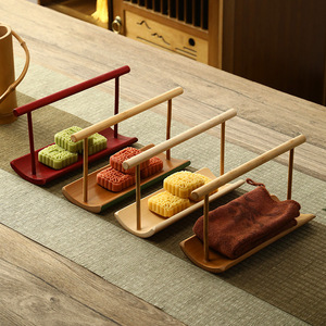Plateau à thé et à collations en bambou, support portable à double usage pour services à thé Kung Fu, style traditionnel chinois - Product Image 2