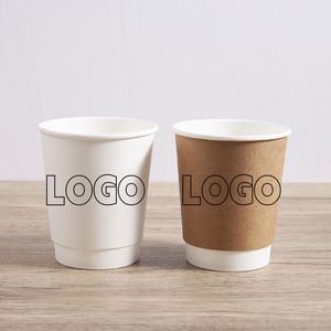 Vaso de Papel Desechable de Doble Pared para Bebidas, con Logotipo Personalizado, en Varias Especificaciones, con Tapa de Plástico, para Café, Leche, Té, Jugo, Vino - Product Image 1