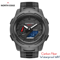 Reloj NORTH EDGE Mars3 para Hombre, Deportivo, de Exterior, con Fibra de Carbono Compuesta, Cronómetro LED, Cuenta Regresiva, Resistente al Agua 50M, Hora Mundial