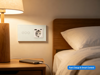 Interrupteur tactile intelligent WiFi UBARO 3 voies avec prise intelligente intégrée, panneau mural en verre trempé, indice de protection IP20, pour contrôle par application